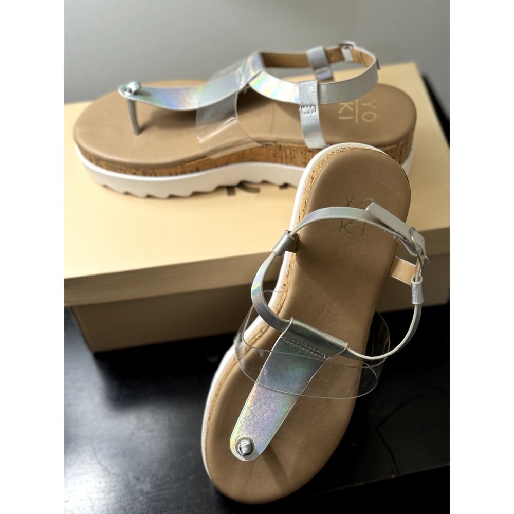 WOMEN YOKI AMELIA SANDALS SIZE 6.5 IRIDESCENT IN COLOR